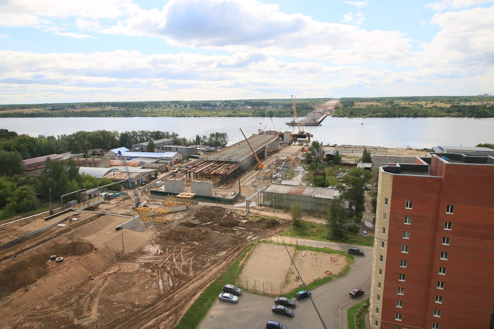 Начальный этап строительства Архангельского моста