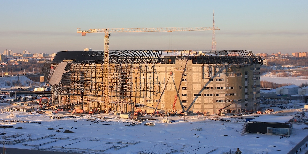 Процесс строительства здания